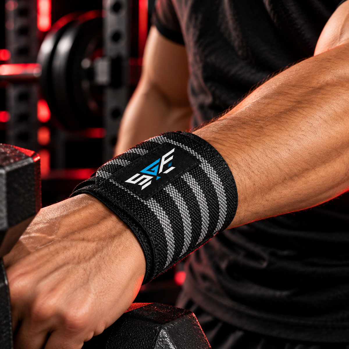 Adjustable Wrist Wraps for Weightlifting & Gym Training – Black & Grey