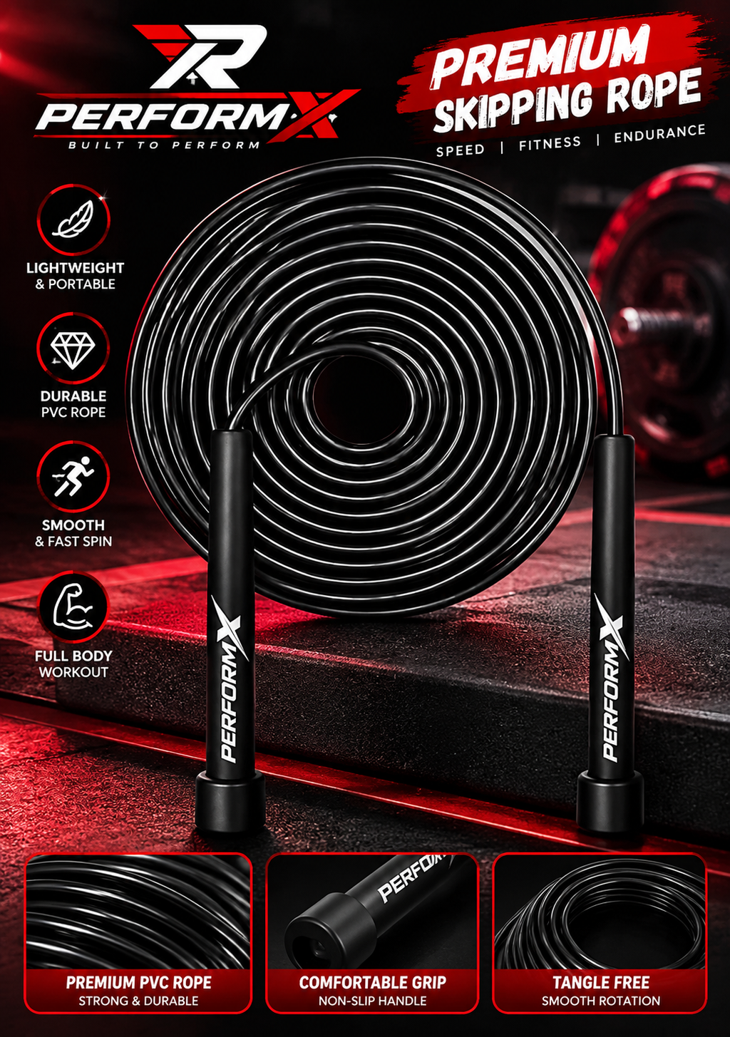 Adjustable Skipping Ropes for Men, Women & kids